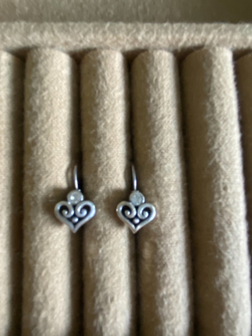 Brighton Silver Heart Scroll Drop Earrings